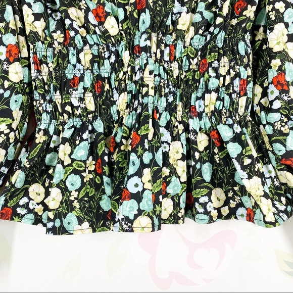 ZARA Blouse S Floral Cottagecore Peplum Long Puff Sleeves - Picture 5 of 11